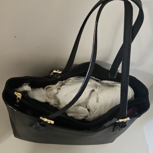 Like New!Tory burch Black leather Tote Bag - Picture 4 of 9